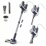 Staubsauger, 6-in-1 Stielstaubsauger & Handstaubsauger mit 6M Kabel, 23Kpa stark Saugkraft, 600W Motor, freistehender Staubsauger Beutellos Vacuum Cleaner für Harte Böden Teppich, klein leicht leiser