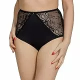 Mitex Dame Slip Hoher Bund Spitze Shapewear Glatt Unterhose AGA, Schwarz,L