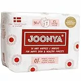 Joonya Baby Windeln, Größe 1 XS (2-4 kg) - 1 Beutel mit 32 Stück - Schadstofffrei, Umweltfreundlich, Hohe Saugkraft, Nachtnutzung, Ultraflach & Weich - Hergestellt in Dänemark