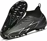 situkeke Fußballschuhe Herren High Top Kunstrasen Fussballschuhe Jungen Kinder FG AG Turf Trainer Stollen Spikes Fußball Stiefel Football Schuhe,Black,EU41