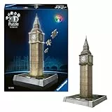 Ravensburger 3D Puzzle Iconics: 12008025 Big Ben - mit Licht - Das berühmte Wahrzeichen von London als detailgetreues und beleuchtetes Modell