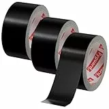 Fyguard 3 Rolle Panzertape, 48mm x 18m Panzerband Schwarz Wasserdichtes Reparaturband Gewebeband 210μ Gaffa Tape Handreißbar zum Innen & Außen Reparieren Befestigen Bündeln, 54m Insgesamt