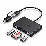 UGREEN 4 in 1 SD Kartenleser, USB C & USB 3.0 OTG Adapter und Kartenlesegerät mit SD, TF and 2*USB 3.0 Ports, SD Card Reader 5Gbps kompatibel mit iPhone 17 Serie/iPad/Laptop/Desktop