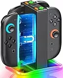 Switch 2 Controller Ladestation, Ladestation für Kompatibel mit Nintendo 2 Switch Joy Con, 6 RGB-Lichtmodi Charging Station Zubehör 3 Stunden Schnelles Vollladen, Square