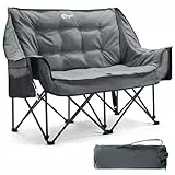 Portal Campingstuhl faltbar 2 Personen Doppel Klappstuhl Camping Faltsofa 272kg belastbar Super Weich Campingsofa mit Lagerungstasche Dick Gepolstert Hohe Rückenlehne für Outdoor Garten Balkon