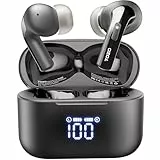 TOZO T20 Kopfhörer Kabellos Bluetooth 5.3 Bluetooth Kopfhörer IPX8 Wasserdicht In Ear Ohrhörer mit LED-Anzeige, APP Steuerung, 48.5 Std Akkulaufzeit, Dual-Mic Noise Cancelling Kopfhörer - Schwarz