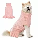 Lelepet Hundepullover, Winter Warme Hundepullover Kleine Hunde Rollragen Stickwolle Haustierkleidung, Weiche Fleece Hundejacke Weste Mantel, Kaltes Wetter Mittelgroße Hunde Welpen Kleidung, Rosa XL