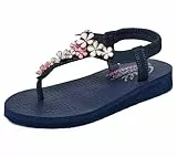Skechers Damen Meditation Glass Daisy Slingback Sandalen, Navy Mitobuck Rhinestone Trim, 39 EU