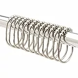 2LB Depot 12 extra große Duschvorhangringe aus Edelstahl | Nickel-Optik | Vorhangringe für Duschstange - Gebürstetes Nickel