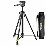 National Geographic Fotostativ-Kit, medium, 3-Wege-Kopf, Schnellwechselplatte, 3 Beinsegmente, Klemmverschluss, Kurbelmittelsäule, trägt bis zu 1.5 kg, Aluminium, NGHP00 [Exklusiv bei Amazon]