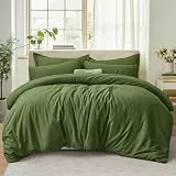 Tifschlaf Bettwäsche-Set für Super-Kingsize-Bett, Bettbezug mit 2 Kissenbezügen, ultraweich gebürstete Mikrofaser, Bettwäsche-Set mit Reißverschluss, Olivgrün (260 x 220 cm)