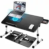 AirOpen Laptoptisch fürs Bett, Höhenverstellbar, Winkelverstellbar, Betttisch Klappbar mit Laptop Kühler, Schublade, Laptop Tisch für Bett, Sofa, Couch, Boden (60 x 34 cm, Schwarz)