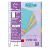 Exacompta 7712E Aquarel Trennblätter für DIN A4 aus glänzendem Karton 400 g/m² 12-teiliges Register Indexseite beschriftbar 12 vollfarbige Seiten 2 x 6 Farben