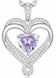 LOUISA SECRET Kette Damen Unendlichkeit Halskette Geburtsstein Infinity Halskette für Damen Valentinstag Weihnachten Muttertag Geburtstags Schmuck Geschenk für Frauen Mama Frau Freundin