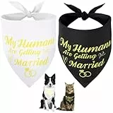 SZEE 2 Stück Hundehalstuch Hochzeit Hunde Kostüm Bandana,My Humans Are Getting Married, Dog Bandana Hochzeit Deko Halstuch,Leichtes Halstuch Waschbarer, Ideale Hundegeschenk, Schwarz+Weiß+Golden,L