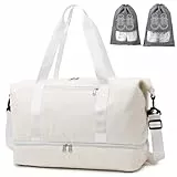 IBALULU Sporttasche Reisetasche Damen, 35L Weekender Travel Duffle Bag mit 2 schuhbeuteln, Schuhfach & Nassfach, Cord Strandtasche Trainingstasche Handgepäck Tasche für Gym, Reisen, Urlaub