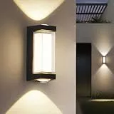 JZCDR LED Aussenlampe Hauswand Wandleuchte Aussen Terrasse 10W Up Down Aussenleuchte Wand Schwarz Wandlampe IP65 Wasserdicht Terassenlampe Aluminium Außenwandleuchten Balkon, Warmweiß 3000K