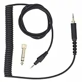 Spiralförmiges Audiokabel Als Ersatz für Pioneer DJ HDJ CUE1 HDJ CUE1BT HDJ X5 HDJ X7 HDJ S7, Federverlängerungs-Soundkabel mit 3,5-mm-Stecker und 6,3-mm-Adapter