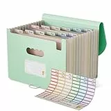 EcoStash Dokumentenmappe A4 12 Fächer, Weizenstroh Fächermappe Sortiermappe Bunte Datei Ordner Organizer, Akkordeon Aktenmappe Ordnungsmappe, BPA-frei, Zurück zur Natur, Gesundes Leben-Mintblau