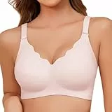 CMTOP BH Damen V-Ausschnitt Push Up Nahtlos Ohne Bügel Softschalen Bustier High Elastizität Gepolstert Bralette Mit Zusätzlicher Verlängerung für Alltagsleben, Schlaf
