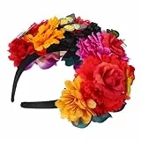 minkissy Blumenkrone für Damen Mexikanische Haarreif für Tag der Toten Kunstblumen Haarschmuck für Festivals Cosplay Kostümpartys Bequemes Sicheres Material