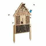 Relaxdays Insektenhotel L stehend, Nisthilfe für Bienen, Florfliegen, Marienkäfer, Holz HxBxT: 60,5 x 37 x 9 cm, natur