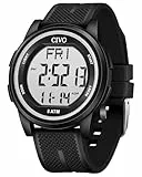 CIVO Uhren Herren Digital Armbanduhr: Wasserdicht Sport Digitaluhr mit Stoppuhr Wecker Datum - Schwarz Silikon Sportuhr für Männer Outdoor