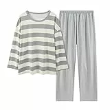 Schlafanzug Damen Lang, Pyjama Damen Tshirt Langarm Bedruckt Loungewear Set Oversized Zweiteiler Elegant Schlafanzüge Nachtwäsche Große Größen Weiche Luftig Cozy Lounge Set Gemütliche Schlafanzug