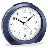 Atlanta Funkwecker ohne Ticken mit Licht Snooze Leuchtzeiger Analog - 1856/5 (Blau)
