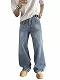 Zewool Herren Baggy Hip Hop Jeans Weite Beinform Streetwear Skater Jeans Lässige Lockere Passform Denim-Hosen Y2K Skateboard Gerade Entspannte Passform Extreme Bewegungsfreiheit,F10 Blau,M