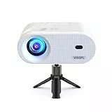Mini Beamer mit Stativ, 16000L Beamer Klein unterstützt Full HD 1080P, 50% Zoom, ±15° Trapezkorrektur, Handy Kompatibel mit HDMI, USB, AV