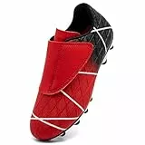 VTASQ Kinder Fußballschuhe Jungen Professionelle Mädchen Kunstrasen Fussballschuhe Sportliche Indoor Outdoor Athletic Soccer Schuhe Trainingsschuhe Schwarz Rot EU29