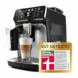 Philips Serie 5500 Kaffeevollautomat – LatteGo Milchsystem, 20 heiße und kalte Kaffeespezialitäten, 40% leiser mit SilentBrew, QuickStart, Schwarz und Silber (EP5546/70)
