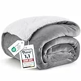 BEDSURE Decke Sofa Kuscheldecke Grau - warm Sherpa Sofaüberwurf Decke, Dicke Sofadecke Couchdecke, 150x200 cm XL Flauschige Wohndecke für Couch