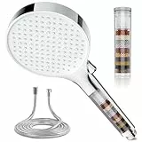 Magichome Duschkopf mit Filter, Hochdruck Duschkopf mit Schlauch 1,5M, Handbrause 6 Strahlarten, Duschkopf in 25 Schichten Filtration Duschbrause für Hartes Wasser,Rest-Chlor,Bakterien, Schwermetall