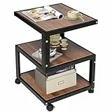 MOHQZA Beistelltisch mit Rollen | Beistelltisch Couch | Nachttisch mit Holzplatte und Metallrahmen | Sofatisch Einfacher Aufbau Industriestil | Beistelltische Sofa für Wohnzimmer Schlafzimmer