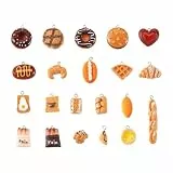 PandaHall 42 Stück Brot Lebensmittel Charms Anhänger 21 Stile Nachahmung Donut Toast Kuchen Essen Charms Perlen mit platinierten Eisen-Schlaufen