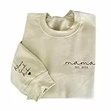 SUGEBETA DIY Benutzerdefinierte Gestickte Hoodie Custom Mama Mom T-Shirt Sweatshirt Geschenk für den Muttertag(Danse)