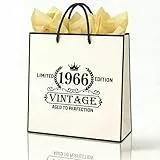 MURISE Geschenktüte zum Geburtstag – Vintage Papier Geschenktasche mit Kordelgriffen, inkl. 2× goldenes Seidenpapier, 22×26×10 cm (60. Geburtstag)