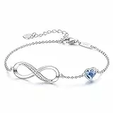 Infinity Armband Damen 925 Sterling Silber Rosegold or Edelstahl, Unendlichkeit Herz Armbänder Kristallen Armkette Valentinstag Muttertag Geburtstags Weihnachten Geschenk für Sie Frauen Freundin mama