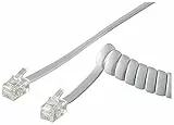 Goobay 68601 Telefonkabel RJ10 Stecker Telefonhörerkabel Spiralkabel Telefonstecker RJ10 Kabel Festnetztelefon Telefonhörer Telefon Kabel Weiß 4m