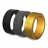 M MAUI RINGS Silikon-Ehering für Herren, massiver Stil, Verlobungsringe, Silikon-Ehering für Herren, Ehering, sicherer Ring für Sportler, Sport, Fitnessstudio, UK 6 / EU 38,5, Silikon, Gold, Metall