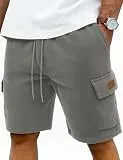 iClosam Herren Kurze Hose Stretch Robust Chino Shorts Herren mit Elastischem Bund Männer Sommerhose mit 4 Taschen für Urlaubs,Grau,XXL