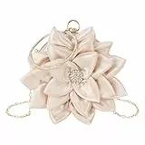 MEGAUK Damen Satin Clutch Rose Abendtasche Mini Handgelenktasche Clutch-Geldbörsen für Hochzeit Party Handy (08410 Beige)