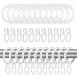 100 Stück Gardinenringe Weiß Set, 50 Stück Vorhangringe mit 50 Gardinenhaken, Kunststoff, Curtain Ring, 30 mm Innendurchmesser, Duschvorhang Ringe, Dauerhaft, Duschringe, für Vorhänge, Dusche, Türen