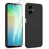 Olgary Silikon Hülle für Samsung Galaxy A06 4G Hülle, 1 Handyhülle mit 2 Stück Panzer Schutz Glas, Weiche TPU Silikon Case, Militärischer Schutz Kratzfest Stoßfest Schutzhülle Dünn Cover