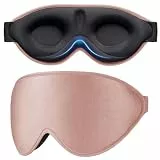 Gritin Schlafmaske für Seitenschläfer, 3D Augenhöhlen Schlafbrille mit Verstellbar Gummiband, Lichtblockierend und Atmungsaktiv, Bequem Augenmaske für Mann und Frau, 2 Paar Ohrstöpseln, Graurosa