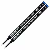 Schmidt 888 Schreibstift mit feiner Spitze (0,6 mm) Blaue Tinte, Kunststoffrohr/Körper, Edelstahlspitze, Sicherheits-Keramik-Rollerball-Nachfüllung – 2er-Pack