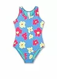 Sanetta Mädchen-Badeanzug blau Blumen | Bequemer und praktischer Badeanzug aus recyceltem Polyester-Mix für Mädchen. Bademode für Kinder