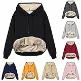 EMATOP Prime Angebote Hoodie Damen Fleece Gefütterte Sweatshirt Winter Warm Pullover mit Kapuze Fleecepullover Kuschelig Innenfutter Kapuzenpullover Casual Sportlich Langarmshirt Pulli